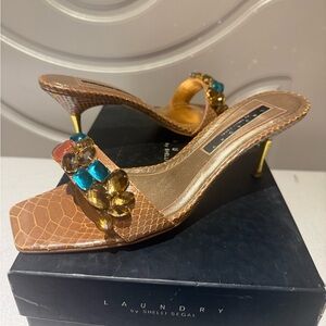 Laundry by Shelli Segal Women's Brown -Gold Heeled Sandals